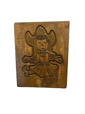 Vintage Dutch Wood Cookie Mold Handcrafted Beachwood Mould Speculaas 8.25”x6.5”